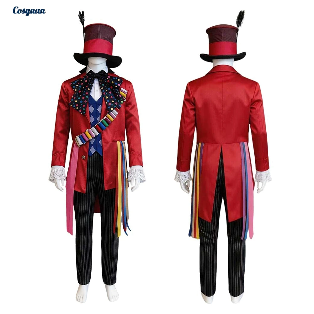 

Movie Alice Johnny Depp Mad Cosplay Hatter Clothing Men Party Disguise Roleplay Male Halloween Costume Carnival Outfits Suits