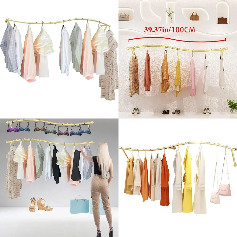 

Настенная вешалка для одежды в стиле бутик, демонстрационная стойка для товаров для дома, хромированные передвижные вешалки для коммерческого использования