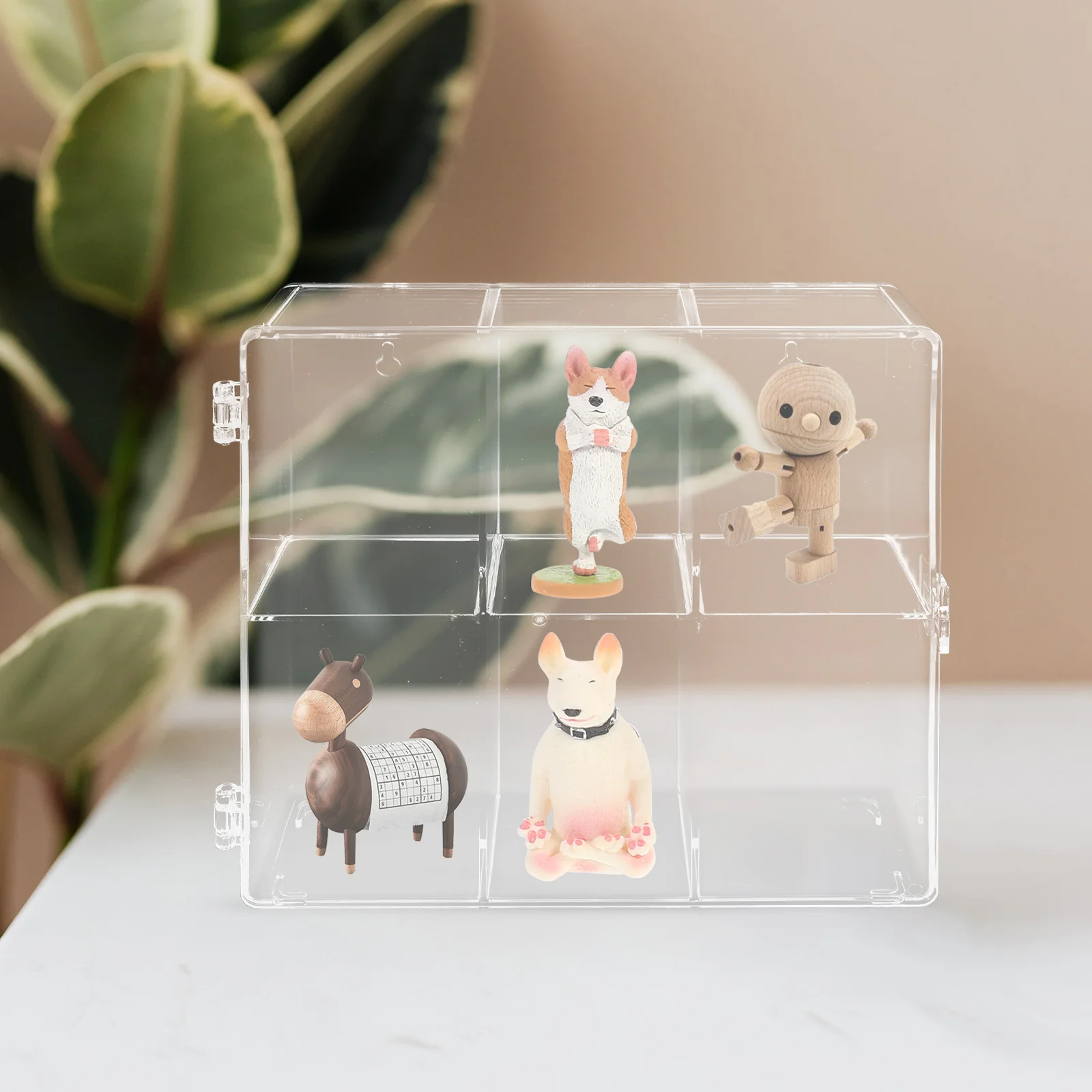 

Sturdy Transparent Figure Storage Display Case for Models Desktop Organizer Handicraft Showcase Box Lattice for Artworks
