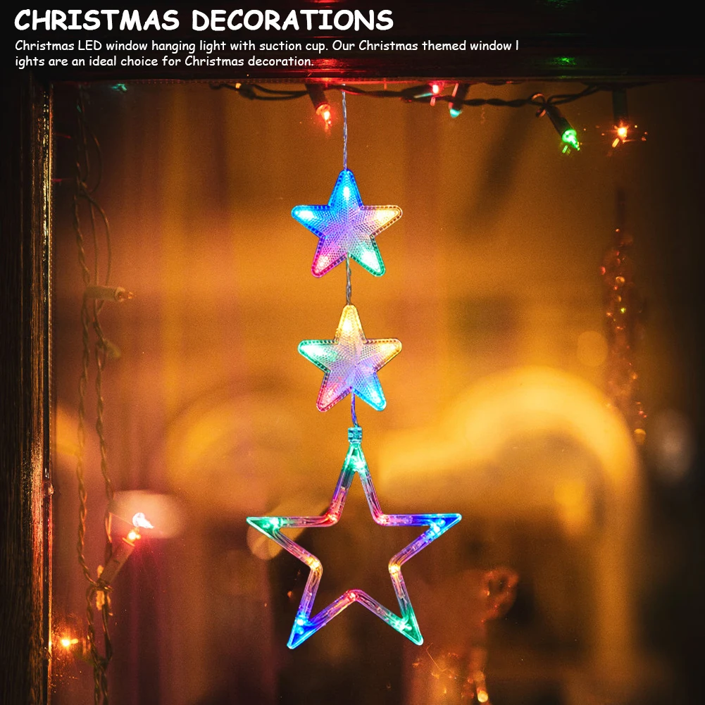 1/3pcs Christmas Window Hanging Light Multicolor LED Sucker Lamp Battery Operated with Suction Cup for Xmas Tree Fireplace Decor