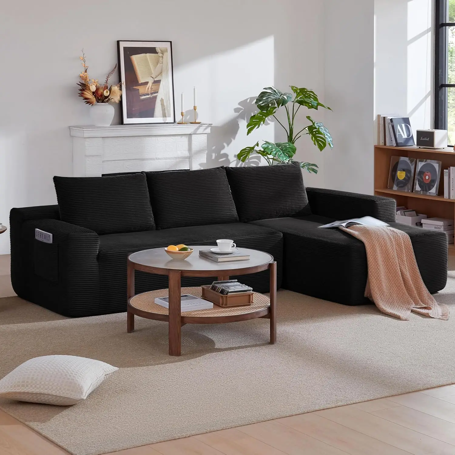 96” Modular Sectional Sofa, Modular L Shaped Couch with Deep Seat Oversized Right Facing Chaise, Memory Foam, Customized