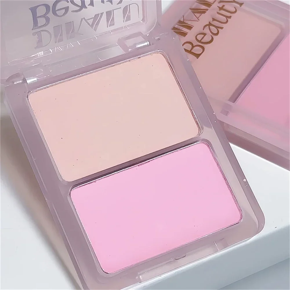 Two-tone Highlight Contour Palette Matte White Highlighter Grey Brown Nose Shadow Face Contouring Bronzer Brighten Powder Makeup