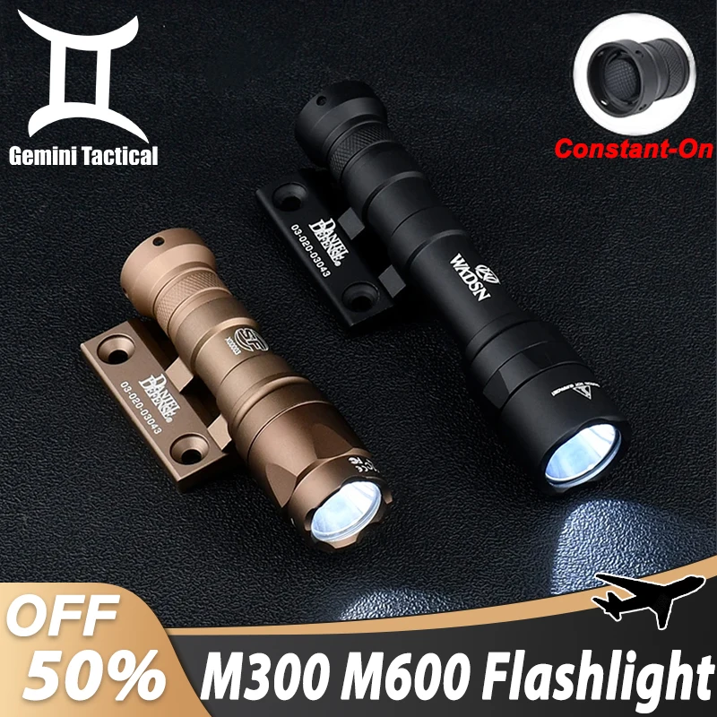 

Tactical Metal Surefir M300 M600 Flashlight LED White Light Weapon Light With DD Offset Mount Base Fit SMR Mlok Keymod 20MM Rail