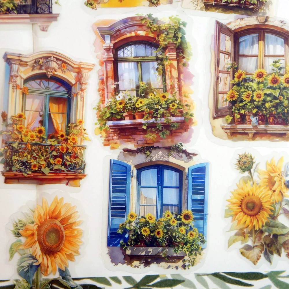 

15pcs Juliet's Romantic Balcony Style PVC Sticker Scrapbooking Background DIY Gift Decoration Tag