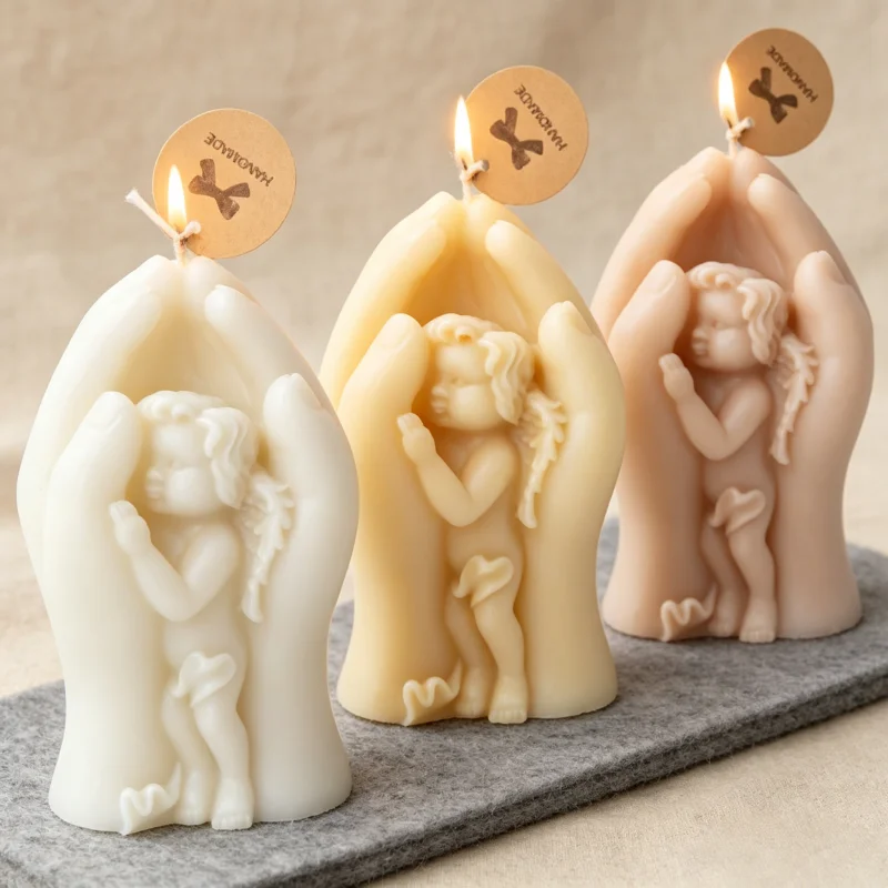 Baby Silicone Candle Mold Two Hands Holding Praying Cherub Angel Plaster Mould DIY Aroma Resin Soap Mould Home Baby Shower Decor