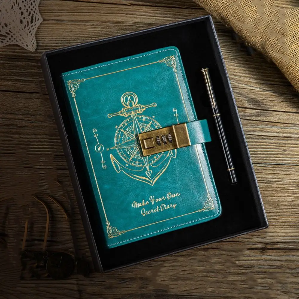 Stationery Password Notebook Protecting Secrets Diary Book A5 Notebook with Lock Retro Stain Resistant Travelers Journal
