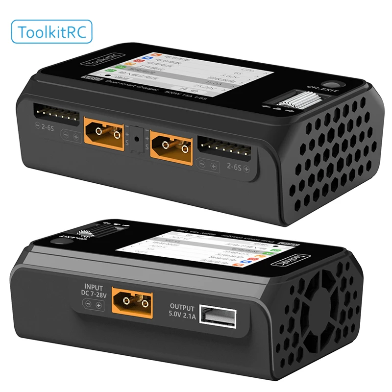 2024 Toolkitrc M6d 500w 15a 1-6s Lipo 배터리 Fpv 모델 예비 부품 용 듀얼 채널 미니 충전기 방전기