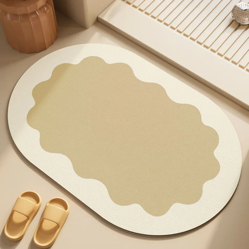 Dopamine cream wind diatom mud bathroom absorbent floor mat toilet door non-slip stepping foot pad quick drying pad
