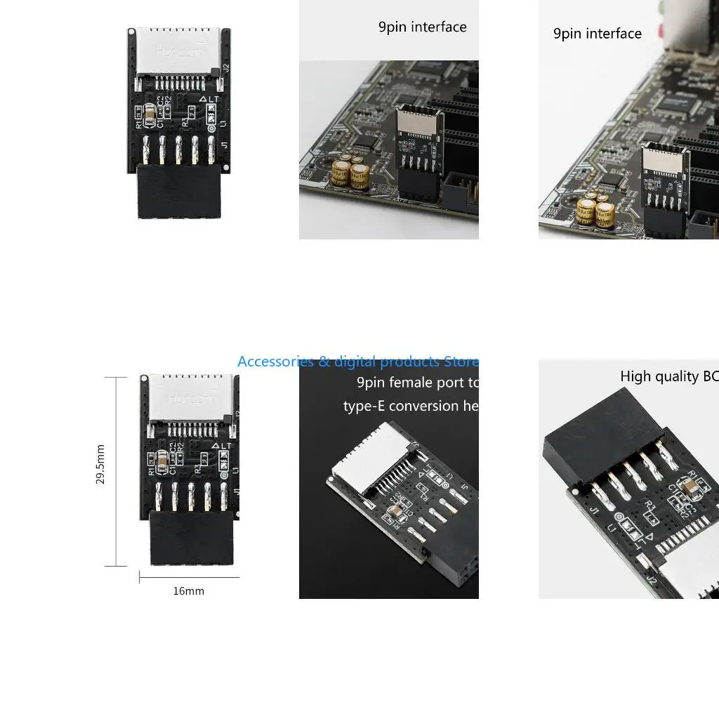 77JD USB2.0 to Type E Adapter USB2.0 9PIN Female to Type E  Converter Durable Header