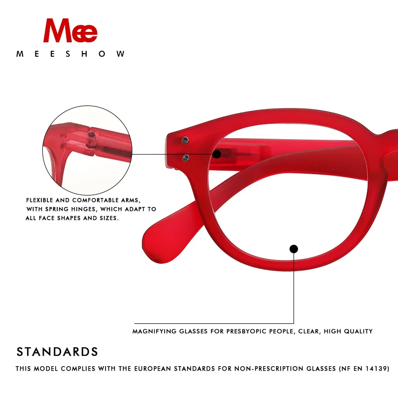 Meeshow Reading Glasses Men Women Glasses Retro Fashion Eyeglasses computer protection glasses frame round men's presbyopia 1513