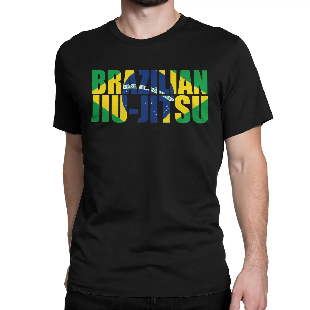 Brazilian Jiu Jitsu BJJ Brazil Flag Art T-Shirts for Men Women Humor Pure Cotton Tees Round Neck T Shirt Plus Size Clothes