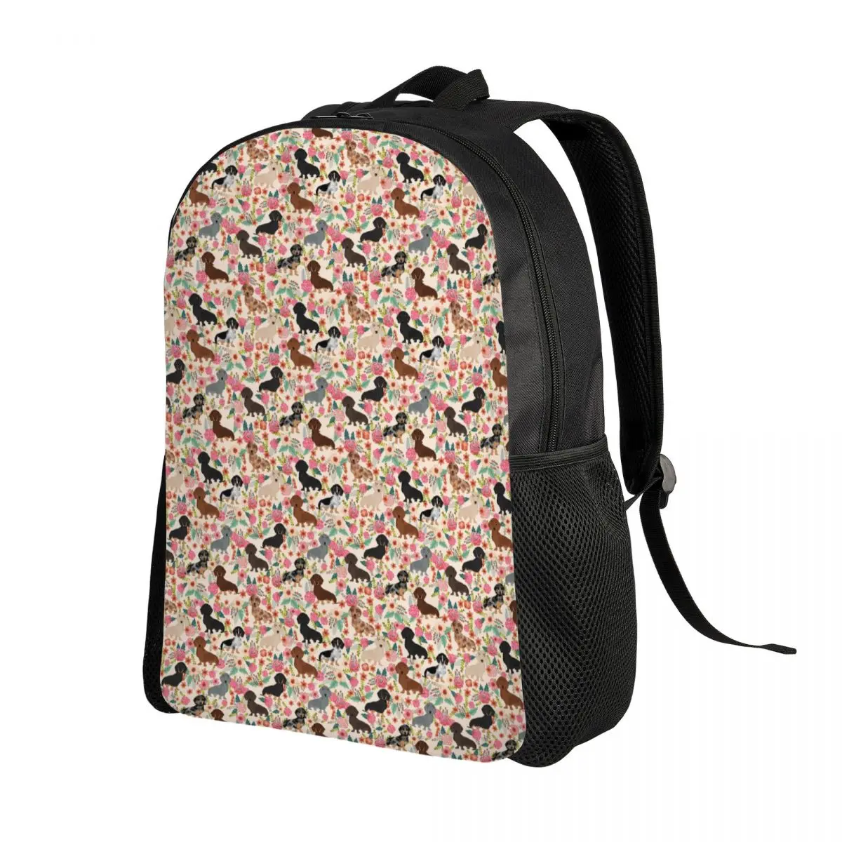 Customized Dachshund Floral Dog Breed Gifts 5 Laptop Backpack Bookbag School College Student Sausage Wiener Badger Doxie Bags