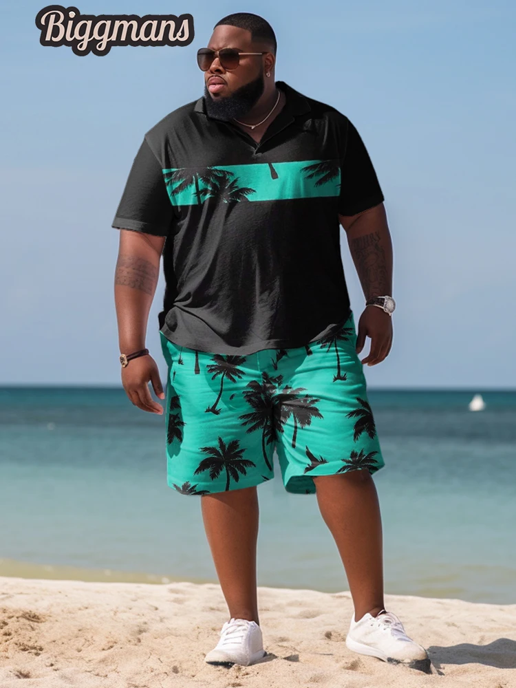 

Biggmans Polo T-Shirt Plus Size Set L-9Xl for Summer Beach Clothing Oversize Hawaii Suit Hawaiian Print Shorts 5XL 6XL 7XL 8XL