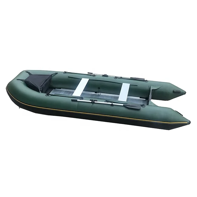 Heavy Duty 15ft A450 Green Strengthened Aluminum Floor Inflatable Boat For Fishing