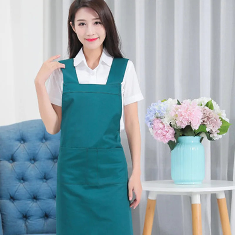 

Korean Style Advertising Apron Cross Strap Cotton Catering Apron Waiter Chef Work Cloth Household Kitchen Wholesale Apron