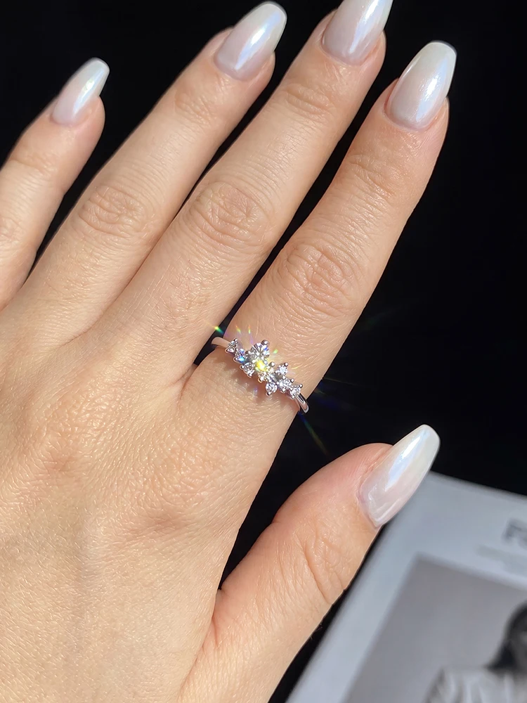 Modische 0,1CT Echte Moissanit-Diamant-Eheringe für Damen, Jahrestag, Verlobung, Personalisierter Hochwertiger Schmuck – Detail 2