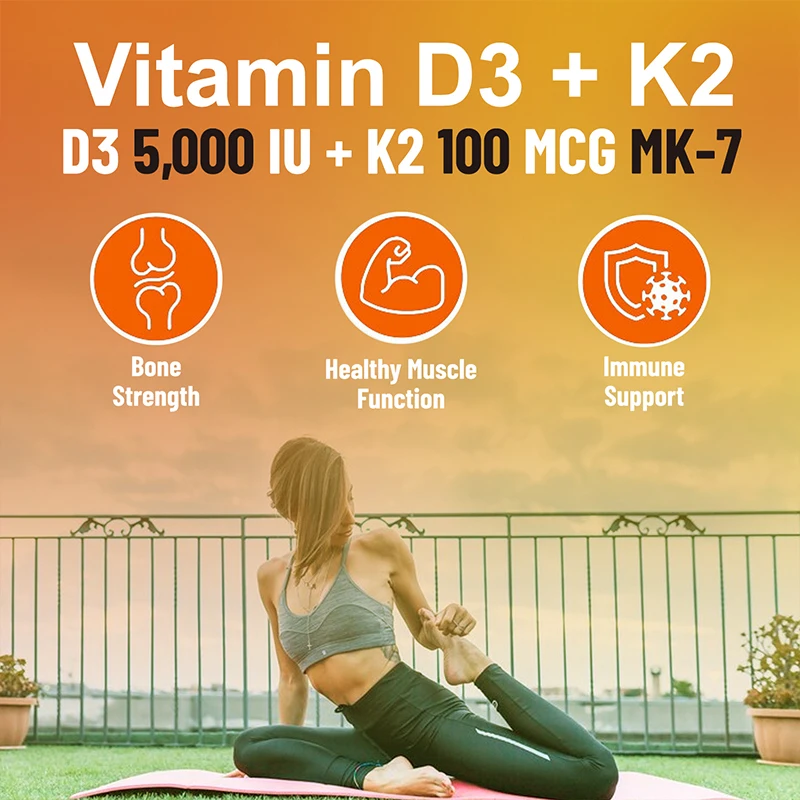 Vitamin D3 + K2 Kapseln-starke Knochen, Herz gesundheit, Gelenk gesundheit, fördert die Kalzium aufnahme