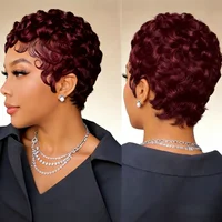 6-Inch Remy Human Hair Pixie Curly Wave Wig with Bangs | 150% Density Full Machine Made Wig, Easy To Wear for Daily Use & Partie 4