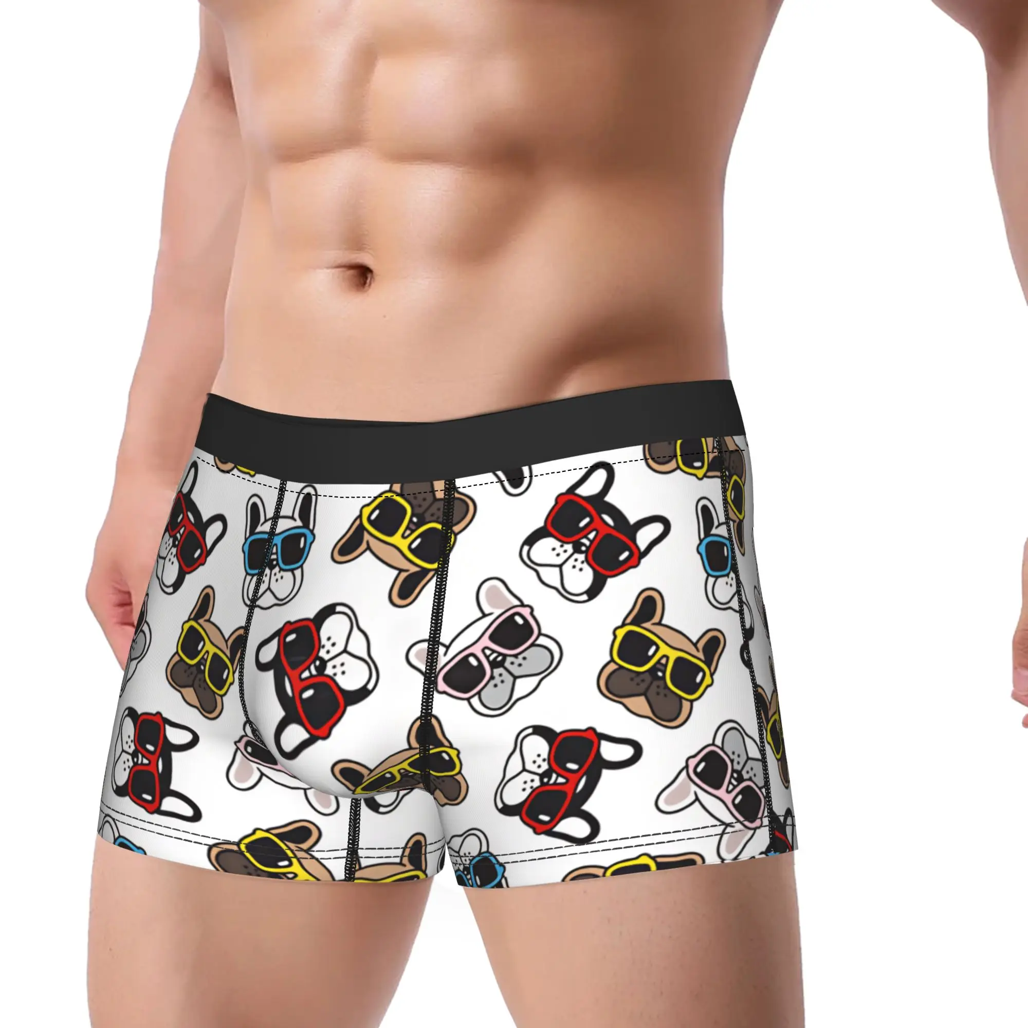 Dog seamless pattern french bulldog face Underwear  Sexy Soft Underpants Customs Shorts Briefs For Male 3D Pouch Boxer Shorts