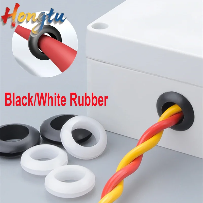 

Black/White Rubber Double Sided Protective Coil ID 3-70mm Seal Ring Grommets Cable Out Hole Wire Distribution Box Through Wire