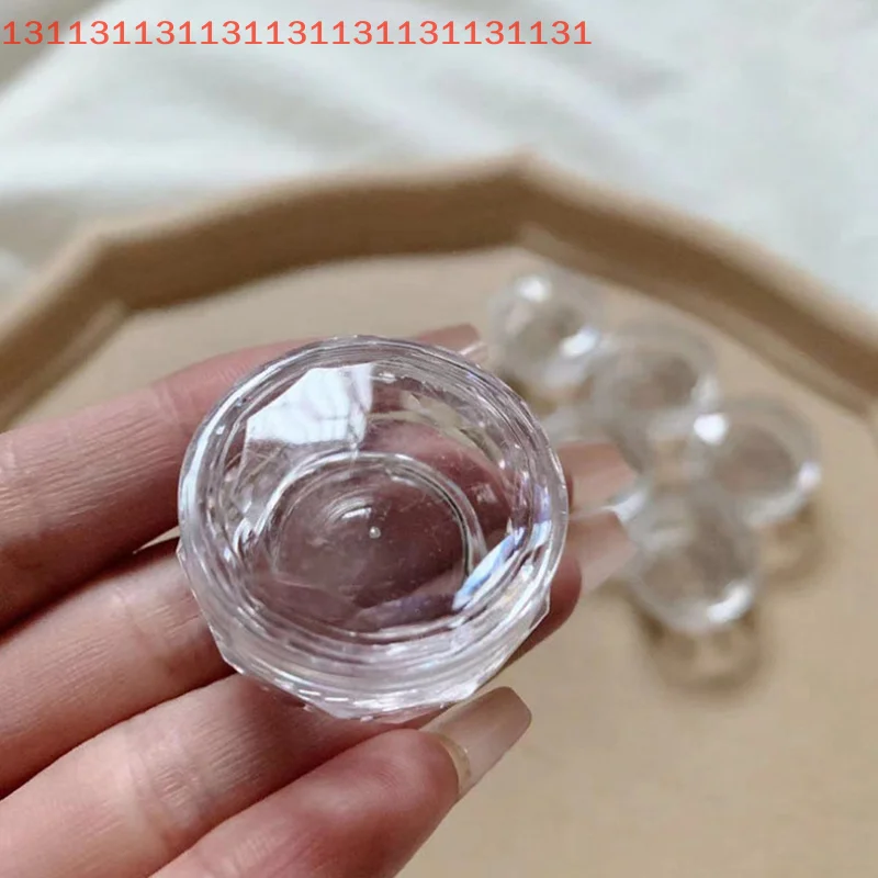 10 قطع من جرة الكريمة الشفافة، عينة صغيرة من القصدير لمسحوق تزيين الأظافر اللامع، وعاء زجاجات أظافر قابلة لإعادة الملء #1