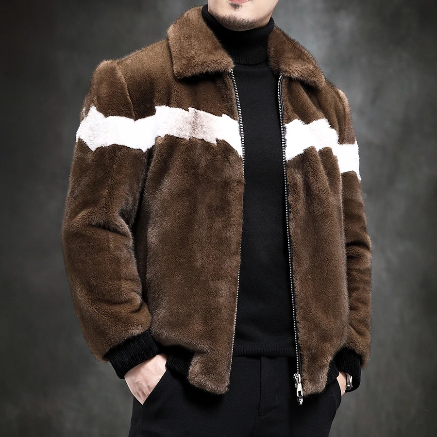 

New Imitation Mink Coat Men's Faux Fur Coat Warm Jacket