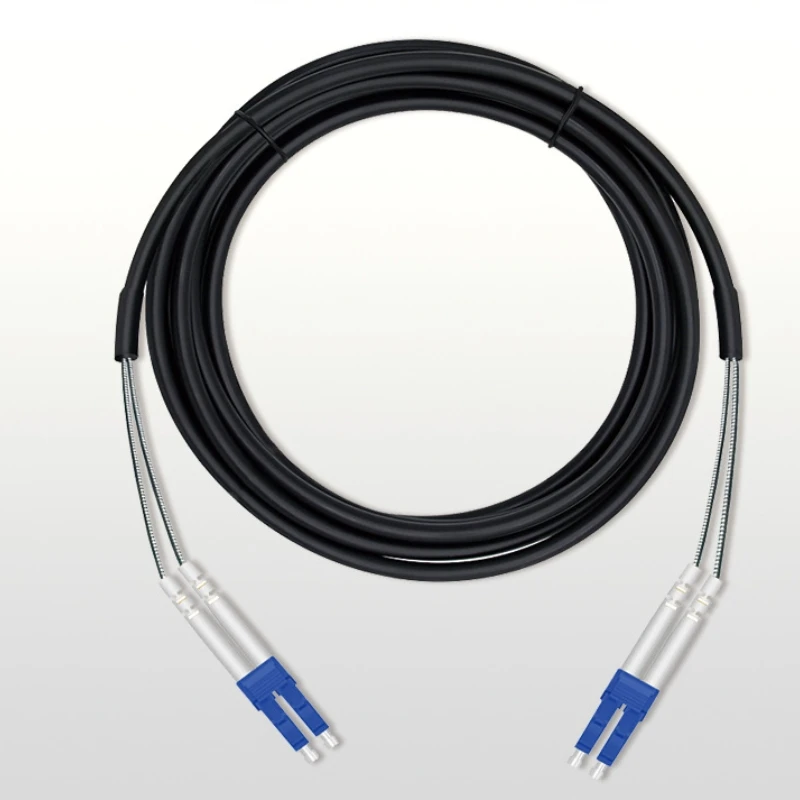 Multi-mode Dual Core LC-LC Armored Optical Fiber Patch Cord Waterproof Jumper Cables for Data Center Projects