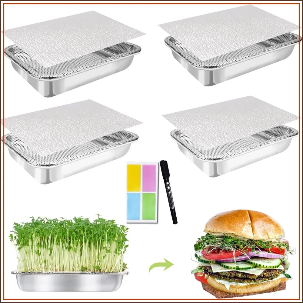 

4-Tier Stainless Steel Sprouts Growing Kit, 14-Inch Trays with Fine Mesh for Beans, Alfalfa, Broccoli & Wheatgrass