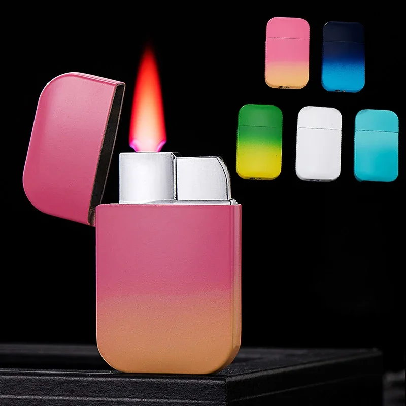 TikTok Internet Celebrity Explosion Gradual Change of Color Ultra-thin Inflatable Lighter Windproof Durable Lighter Wholesale