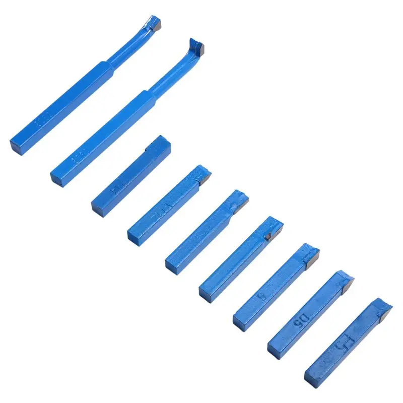 

LICE-9 Pieces Iron Lathe Carbide Turning Tools With Square Shank, Blue 8X8 Mm Drill Bits