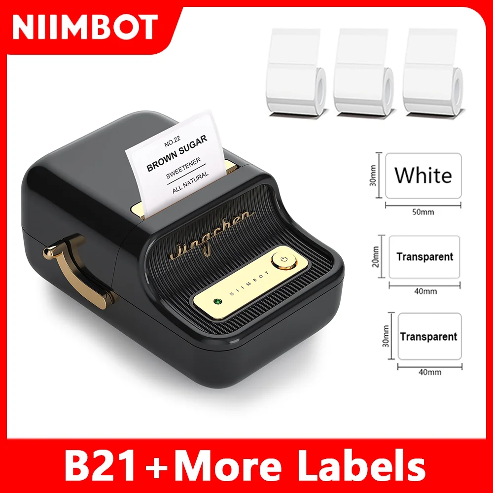 Niimbot B21 Mini Thermal Label Printer Portable Adhesive Sticker Printer Mobile Wireless Bluetooth UV Price Tag Label Printer