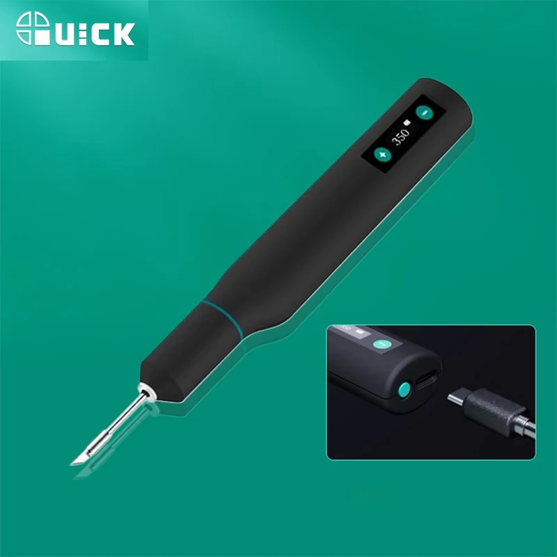 Quick TS1 Portable rechargeable soldering station OLED Digital display Cordless soldering iron With 2Pcs soldering iron tips