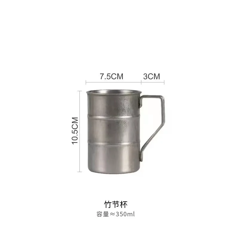 Taza de cerveza de acero inoxidable 304, taza de té de estilo industrial retro Para acampar al aire libre, bebida fría creativa