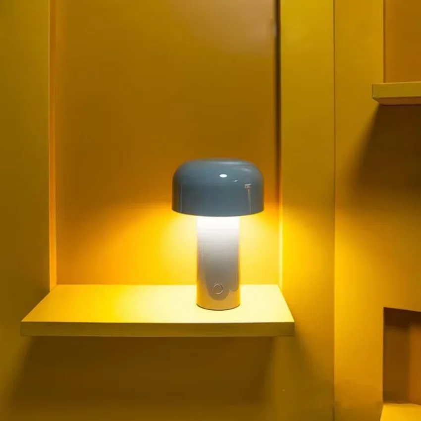 Lámpara de mesa con diseño de setas italianas modernas, lámpara de escritorio recargable táctil inalámbrica portátil, decoración de escritorio, luz