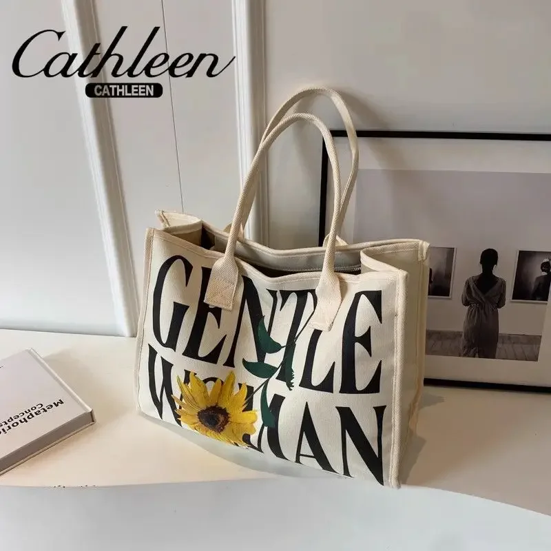 2024 Kathryn's New Fashion Printed Portable Large Capacity Mommy Commuter Single Shoulder Diagonal Multi-way Canvas Tote Bag