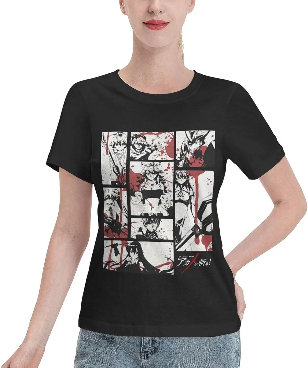 

Anime Akame Ga Kill Shirt Women's Crew Neck Short Sleeve Cotton Tees