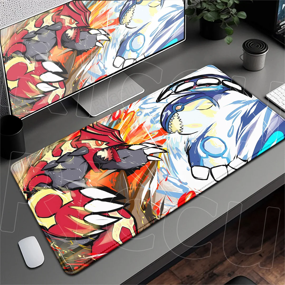 E-sport Gaming Laptop Keyboard Mat XXL Pokemon Groudon Locking Edge Gamers Computer Extended Desktop Mousepad Large Washable Rug