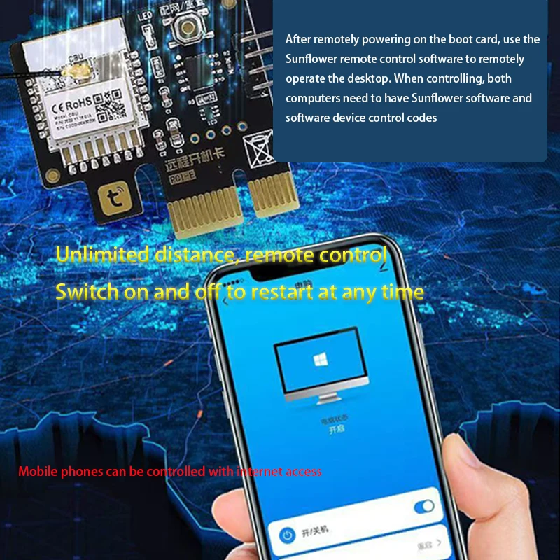게임 PCI-e 데스크탑 PC 원격 컨트롤러, 투야 원격 컴퓨터 전원 켜기 카드, 장거리 제어 컴퓨터 스위치, 동결 시간 제한 시작