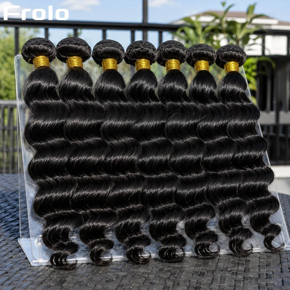 

12A 30 40 Inch Loose Wave Human Hair Bundles Natural Black 1 3 4 Bundles Remy Unprocessed Virgin Raw Loose Deep Wave Human Hair Extensions