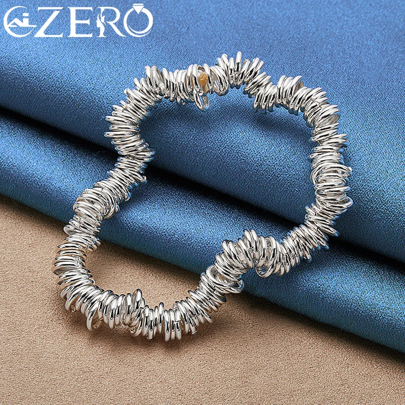 ALIZERO 925 Sterling Silver Entire Circles Chain Bracelet For Women Fashion Wedding Engagement Party Jewelry Gifts