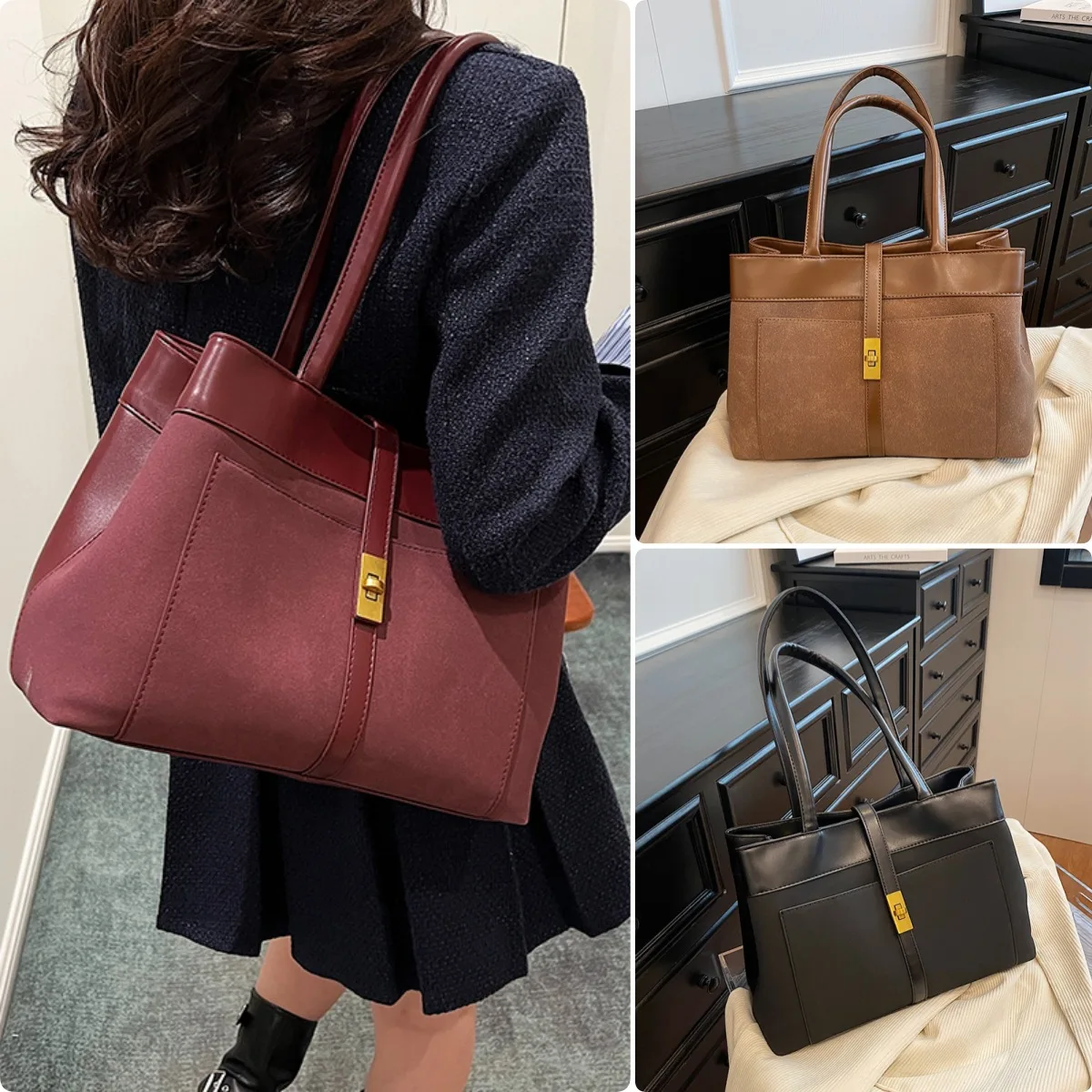 

Large capacity tote bag for women 2023 new matte single shoulder commuting handbag minimalist underarm bag bolsos de mujer