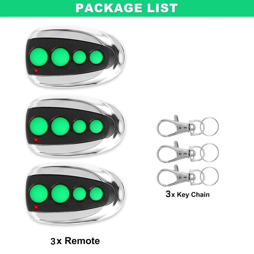 AB25-3Pcs Remote Control Transmitter 433.92Mhz ,4-Button For Automatic Swing Sliding Gate,For Lockmaster Topens Casar