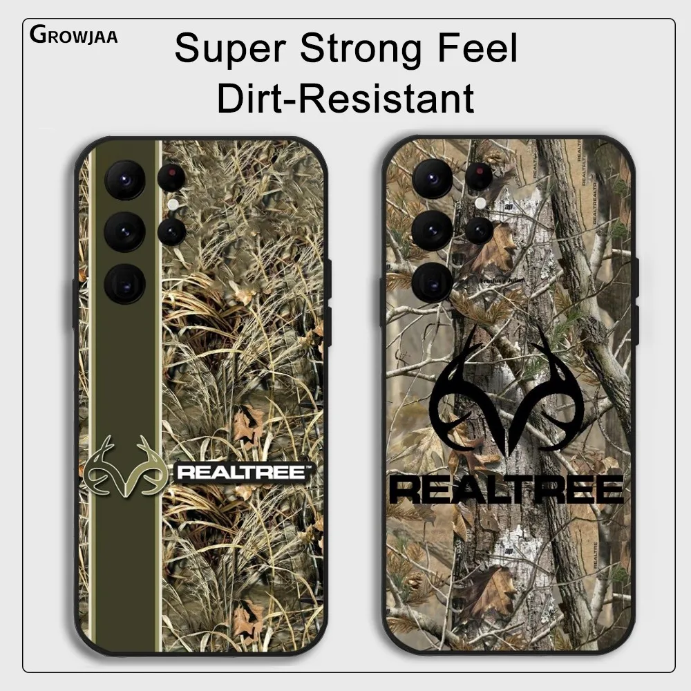 R-Real T-Tree Camouflage Phone Case For Samsung Galaxy S24 Ultra S22 S23 Ultra S21 S20 5G Protective Silicone TPU Funda