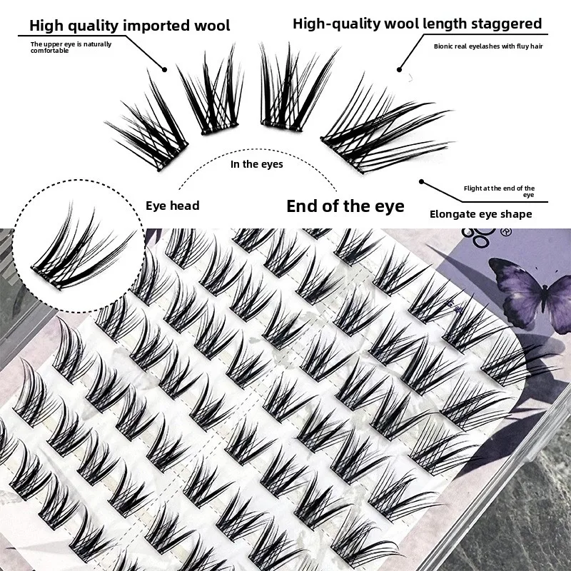 Kein Kleber, selbstklebende falsche Wimpern, natürlich, voluminös, flauschig, geflügelter Fuchs-Stil, chinesische Wimpern für Anfänger, 12–14 mm – Detail 12