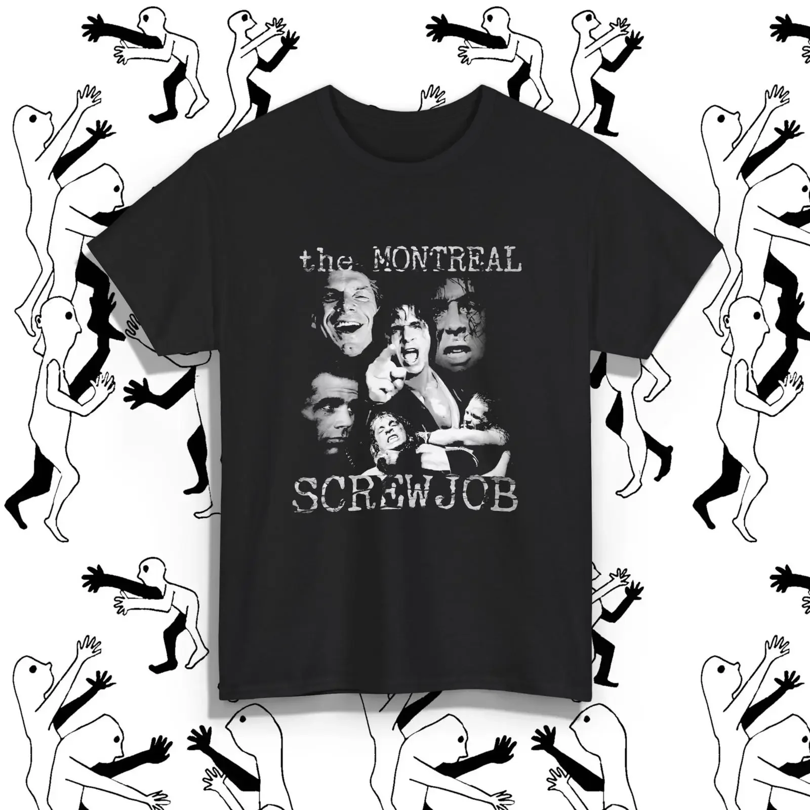 montreal screw job fan art T Shirt vintage Washed Unisex Versatile Slightly fashion Casual graphic Top For Everyday Wear