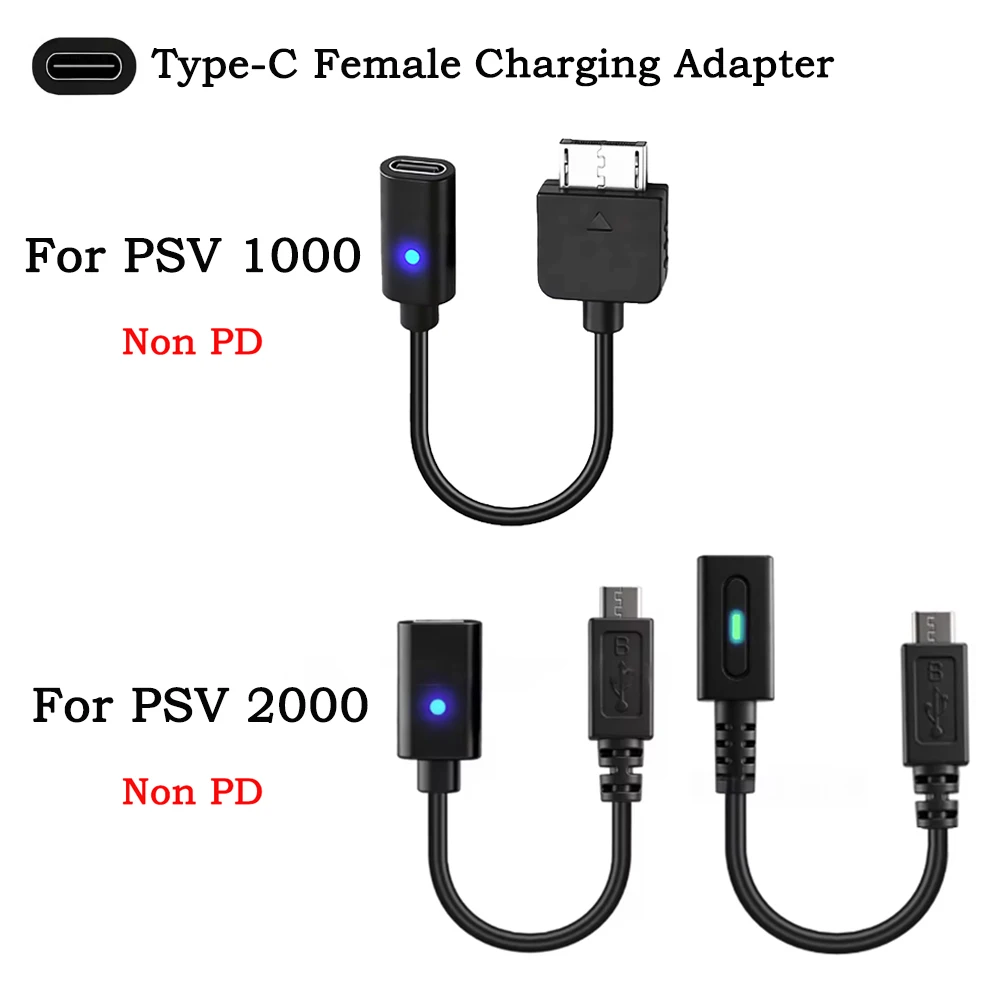 Type-C Charging Adapter For PSV 1000 2000 Console,1.2M PD Type-C Charging Cable For PS Vita PSV1000 2000 With LED Indicator