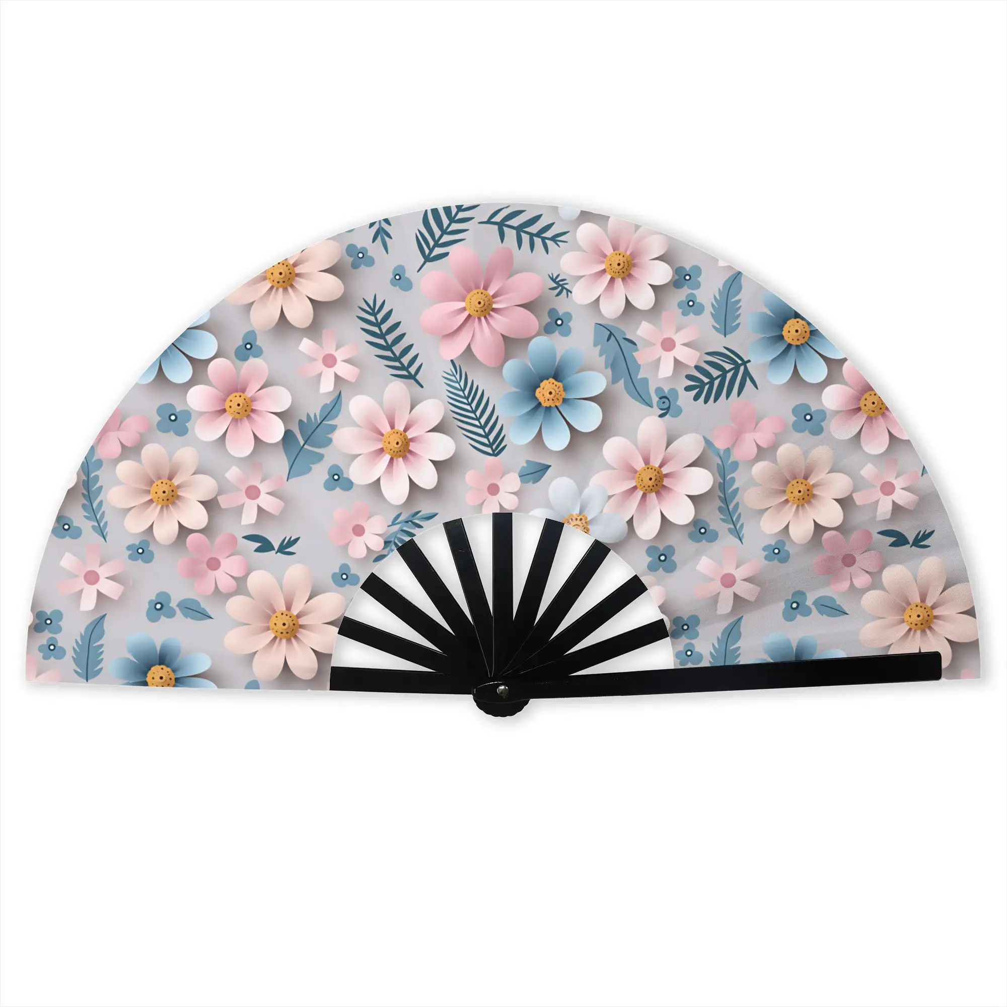 Fashion Trend 3D Flowers Folding Hand Fan Luxury High 3D Floral Polyester Fabric Fan Fashion Summer Accessory Decorative Fans