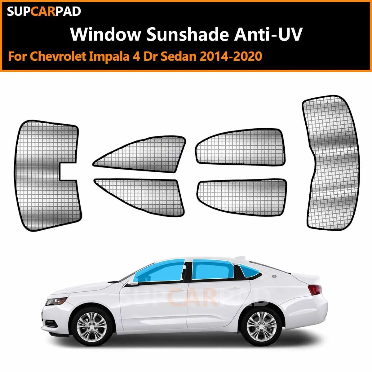 

For Chevrolet Impala 4 Dr Sedan 2014-2020 Custom Car Window Sunshade Anti-UV Car Sun Window Visors Sunshade Covers Accessories