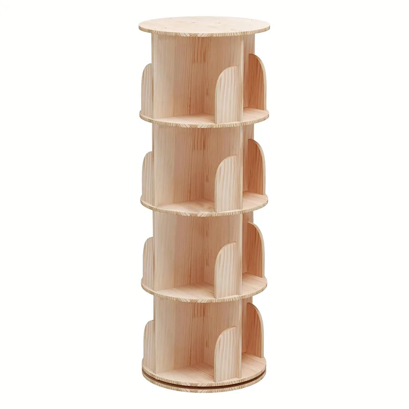 

All solid wood 360 degree rotating bookshelf