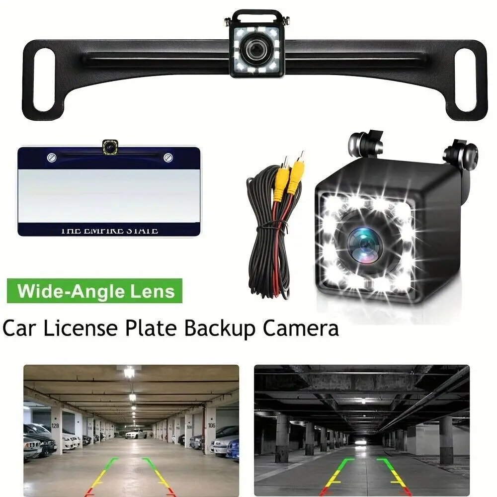 Car Rear View Backup Camera License Plate Reverse 12 LED Night Vision For Monitor Reversing Parking SUV Pickup Camper Tractor RV